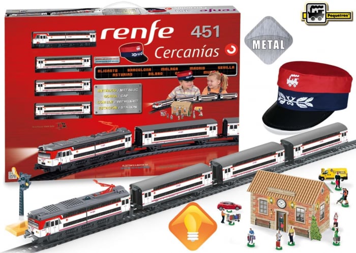 Pequetren-Trenulet electric calatori Cercanias RENFE 451 metalic, cu lumina si sapca conductor tren [6]