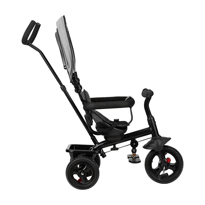 Tricicleta 5 in 1, MoMi IRIS Grey, Scaun rotativ 360, Suport pentru picioare detasabil [3]