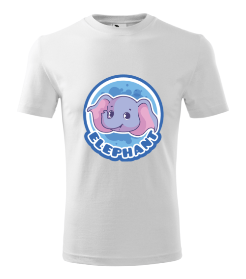 Bebeluc Print-Tricou Personalizat Alb cu Elefant Drăgălaș – Design Amuzant pentru Bărbați [1]