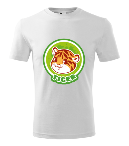 Bebeluc Print-Tricou Personalizat Alb cu Tigru Drăguț – Design Amuzant pentru Bărbați [1]