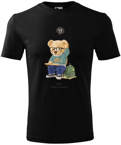 Tricou Personalizat Băiețel Urs – Design Educațional Just Stay Curious [1]