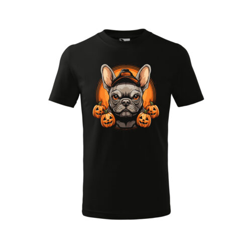 Bebeluc Print-Tricou Personalizat Copii Halloween – Bulldog Francez și Dovleci [1]