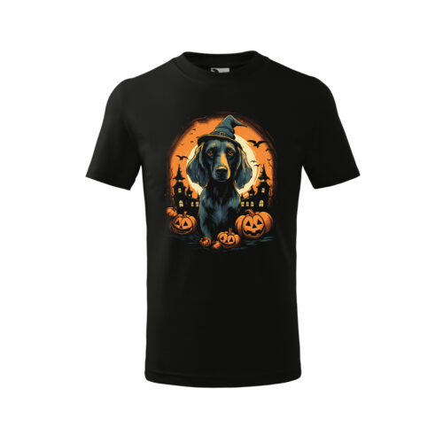 Bebeluc Print-Tricou Personalizat Copii Halloween – Cățel Vrăjitor și Dovleci [1]