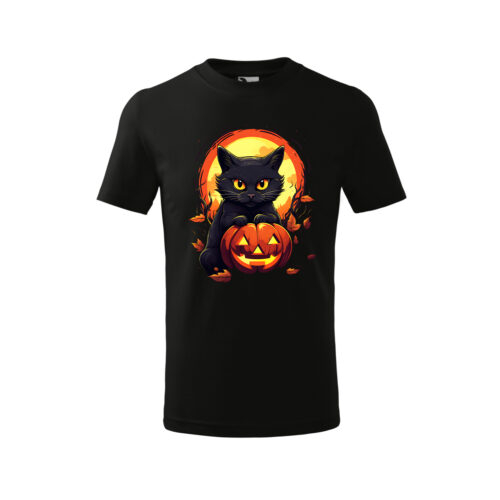 Bebeluc Print-Tricou Personalizat Copii Halloween – Pisică Neagră și Dovleac [1]