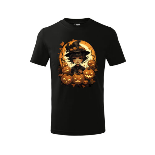 Bebeluc Print-Tricou Personalizat Copii Halloween – Vrăjitoare Drăguță și Dovleci [1]