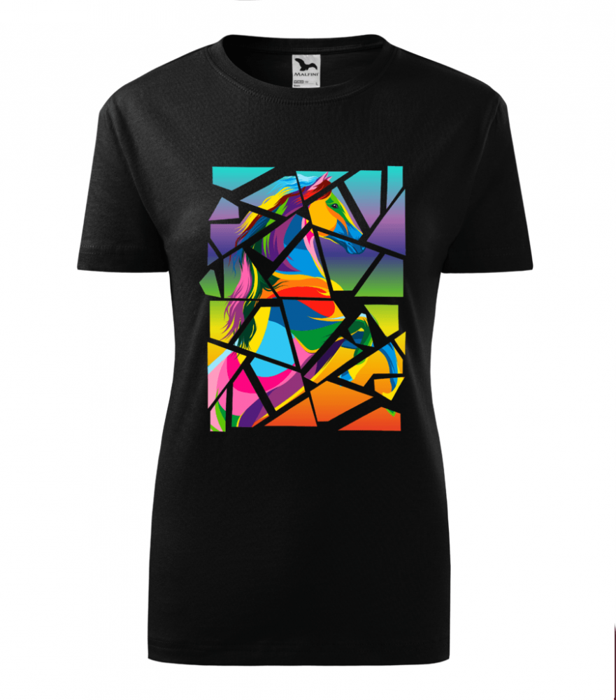 Bebeluc Print-Tricou Personalizat cu Design Geometric de Cal Colorat - Artă și Eleganță în Mișcare [1]