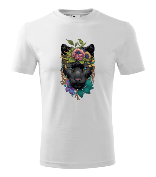 Tricou Personalizat cu Panteră Neagră și Flori - Design Artistic și Modern [1]