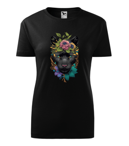 Tricou Personalizat cu Panteră Neagră și Flori - Design Artistic și Modern [3]