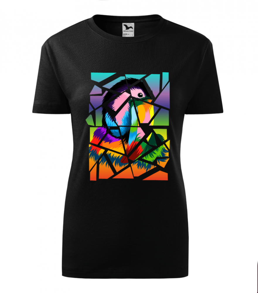 Bebeluc Print-Tricou Personalizat cu Pasăre Exotică și Design Geometric – Culori Vibrante pentru Un Look Unic [1]