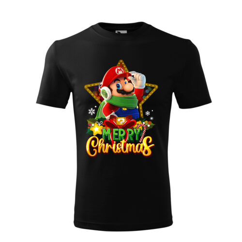 Tricou Personalizat de Crăciun cu Personaj de Joc Video și Mesaj Merry Christmas [1]