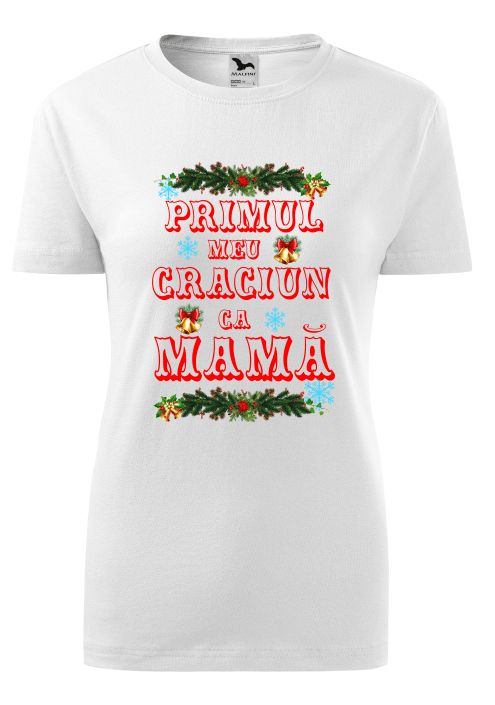 Bebeluc Print-Tricou Personalizat de Crăciun - Primul Meu Crăciun ca Mamă - Cadou Special pentru Mame [1]
