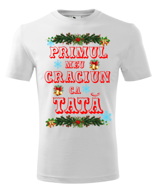 Bebeluc Print-Tricou Personalizat de Crăciun - Primul Meu Crăciun ca Tată - Cadou Special pentru Tați [1]