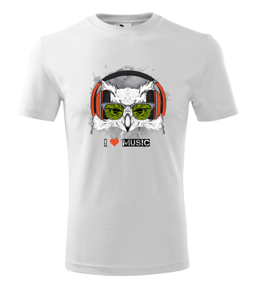 Bebeluc Print-Tricou Personalizat I Love Music cu Bufniță și Căști - Design Modern și Creativ [1]