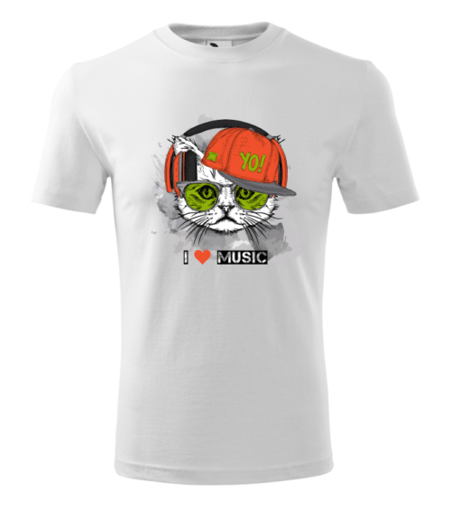 Tricou Personalizat I Love Music cu Pisică și Căști - Design Modern și Jucăuș [2]