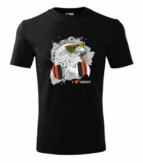 Bebeluc Print-Tricou Personalizat I Love Music cu Vultur și Căști - Design Modern și Cool [1]