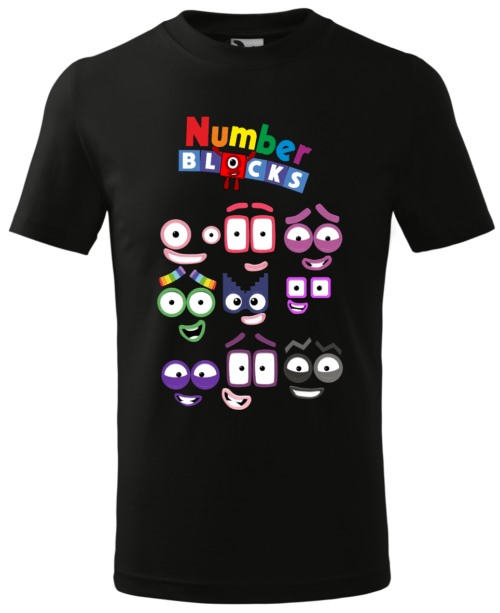 Bebeluc Print-Tricou Personalizat Negru "Number Blocks" pentru Copii [1]