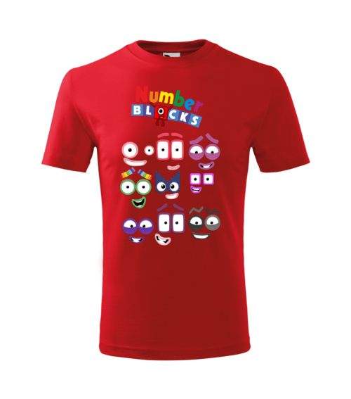 Bebeluc Print-Tricou Personalizat Rosu "Number Blocks" pentru Copii [1]
