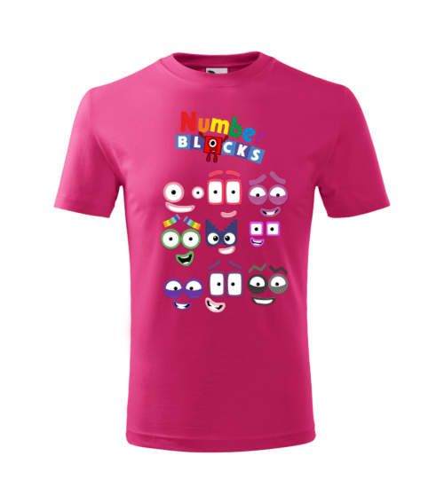 Bebeluc Print-Tricou Personalizat Roz "Number Blocks" pentru Copii [1]