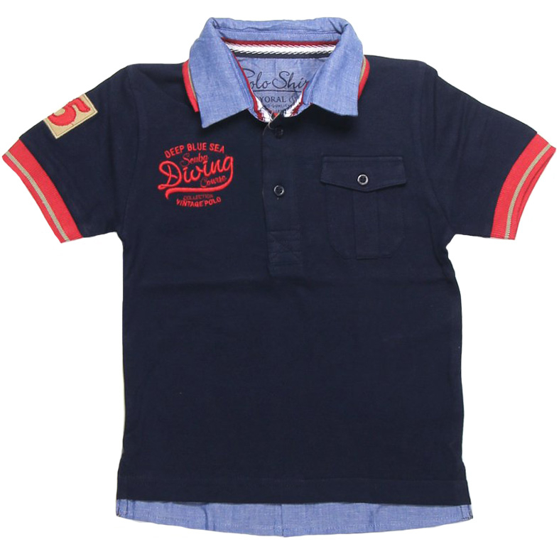 Tricou polo bleumarin cu guler dublu si imprimeu (3147), 7 ani / 122 cm [1]