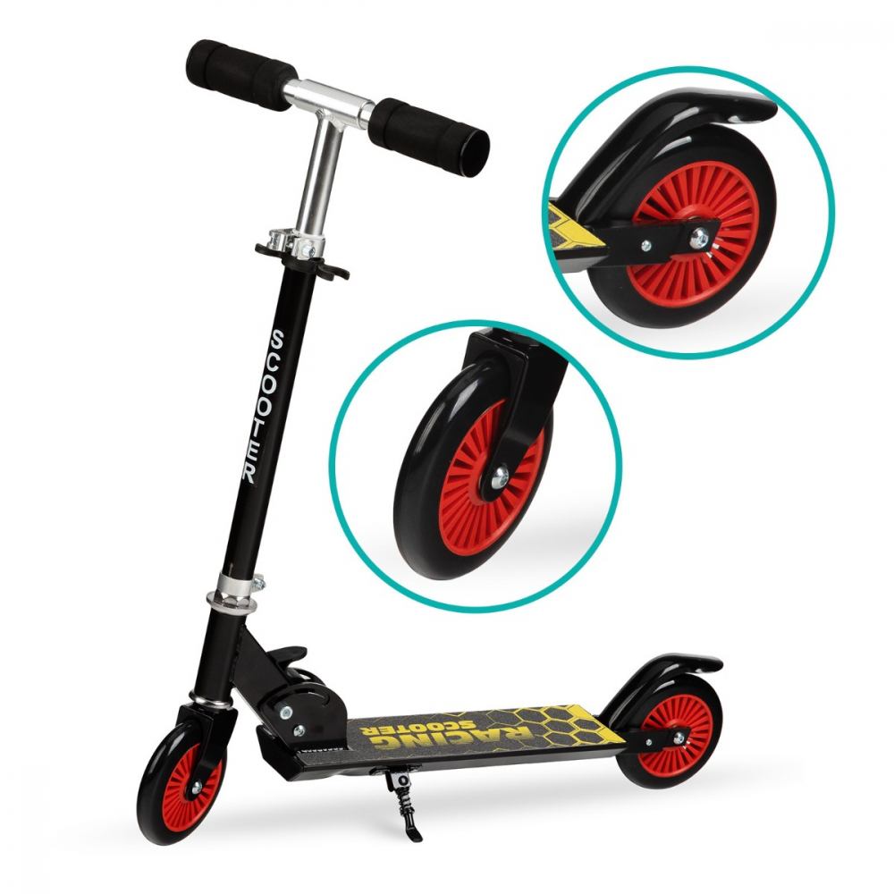 Trotineta copii, QKIDS, FLO Black, Rulmenti ABEC-9, Roti poliuretan 85A, Ghidon T-shapea [3]