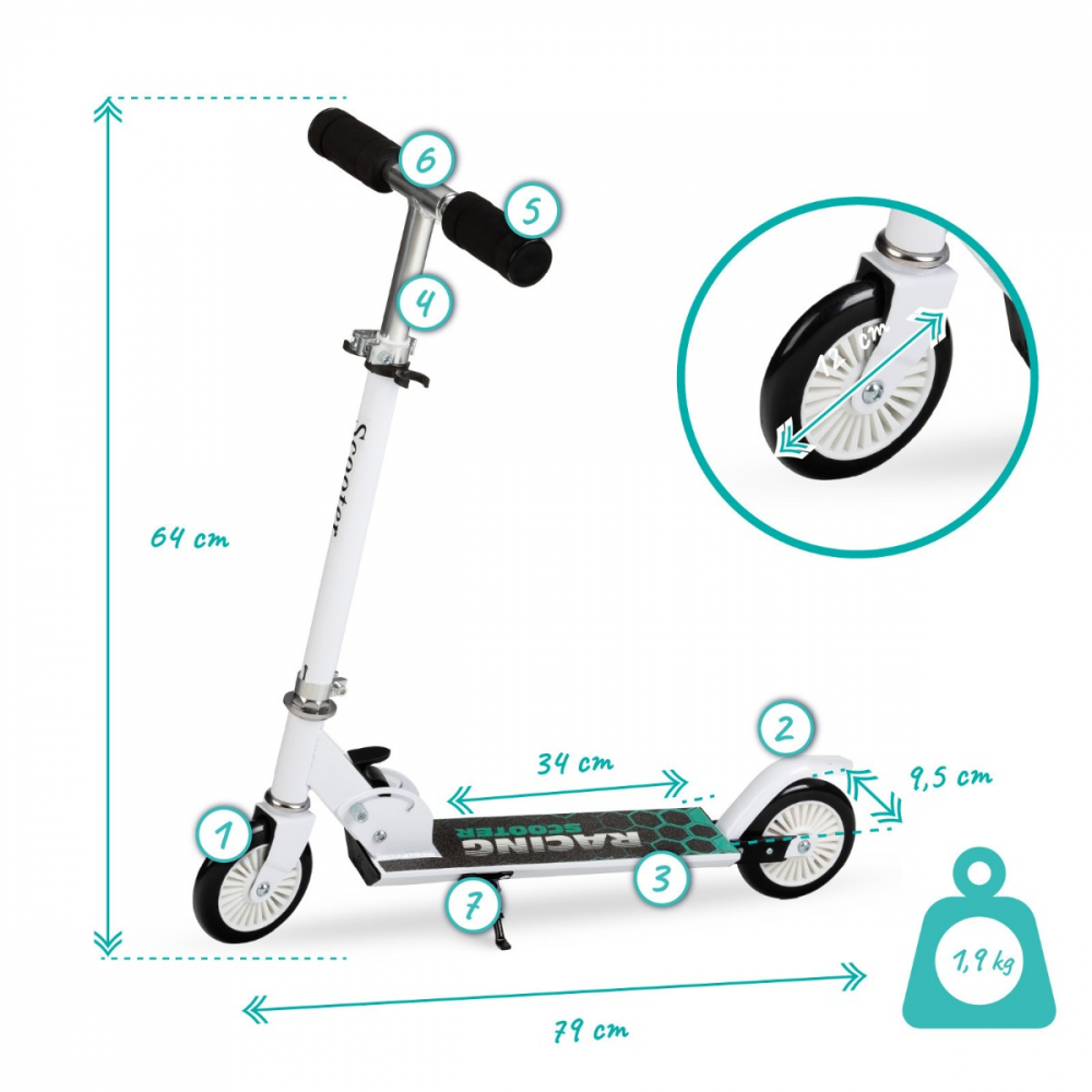 Trotineta copii, QKIDS, FLO Green, Rulmenti ABEC-9, Roti poliuretan 85A, Ghidon T-shape [2]