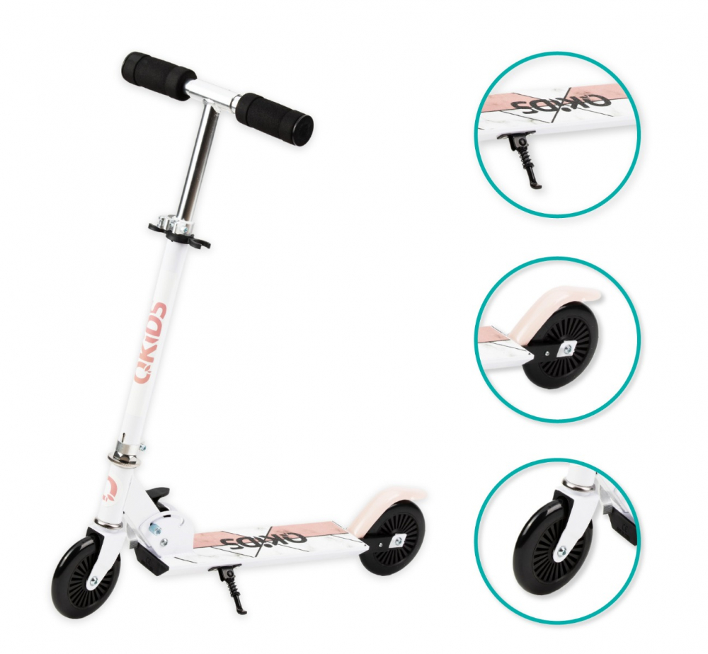 QKids-Trotineta copii, QKIDS, FLO Pink, Rulmenti ABEC-9, Roti poliuretan 85A, Ghidon T-shape [3]