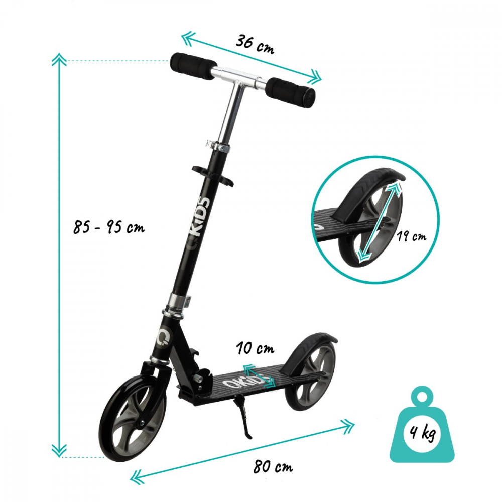 Trotineta freestyle, QKIDS, WEISS Green, Ghidon reglabil pe 3 trepte, Amortizor Easy&Up [3]