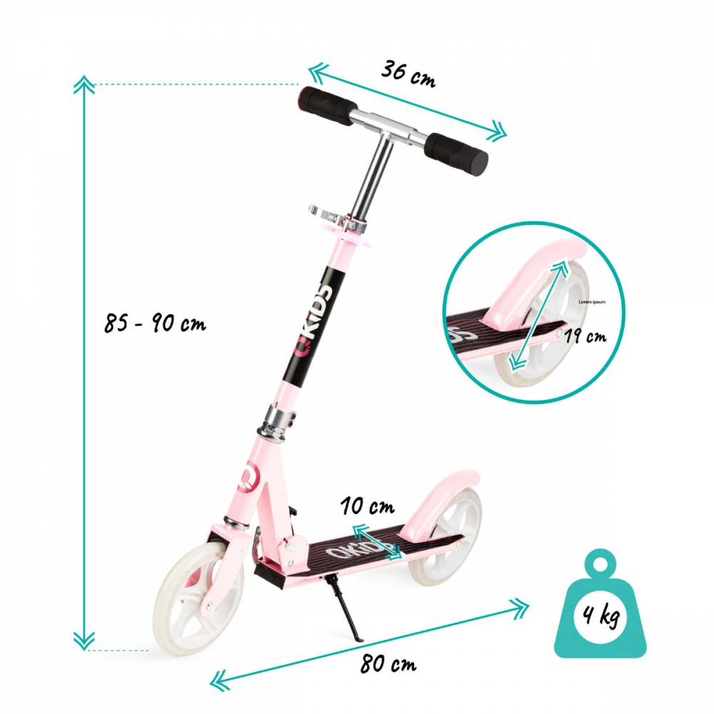Trotineta freestyle, QKIDS, WEISS Light Pink, Ghidon reglabil pe 3 trepte, Amortizor Easy&Up [4]