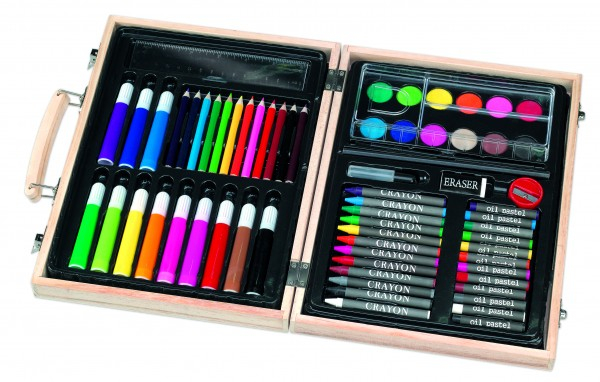 Valiza lemn RS Toys 60 accesorii pentru desen [1]