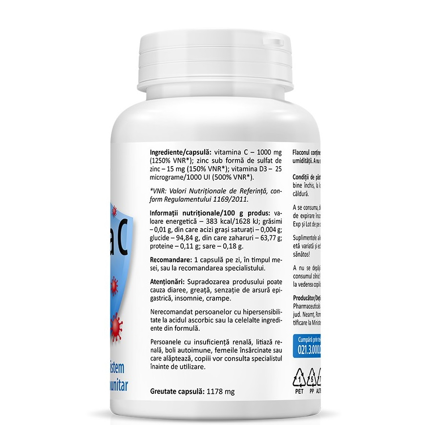 Zenyth-Vitamina C +D3 +Zn, 60 capsule, Zenyth [3]