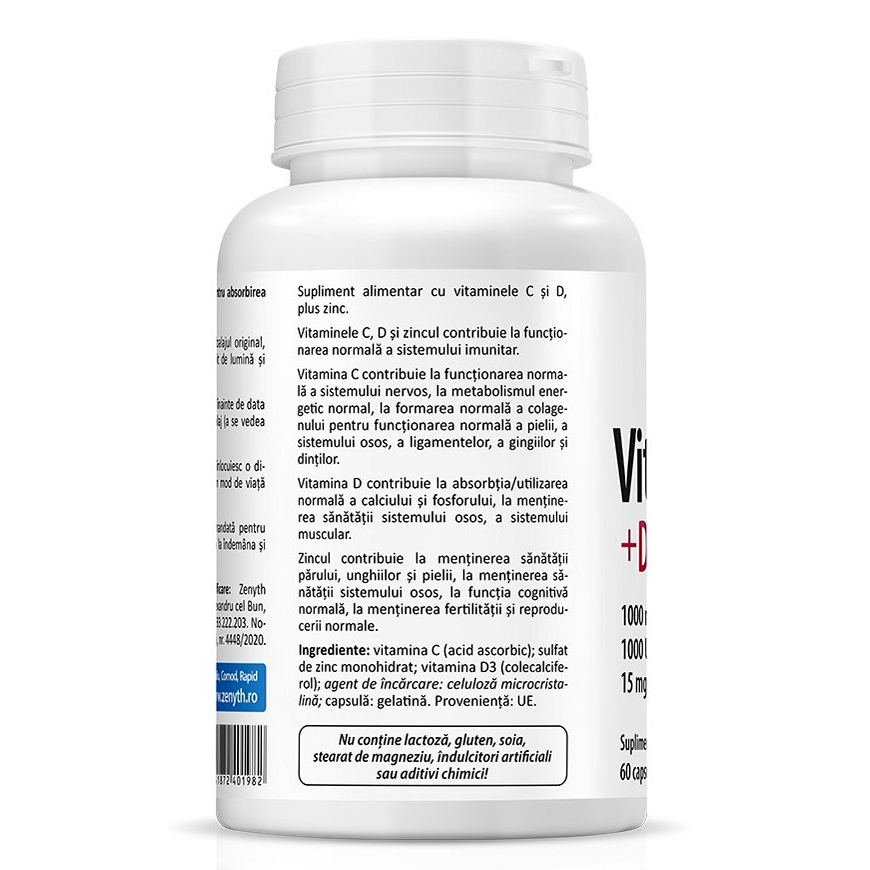Zenyth-Vitamina C +D3 +Zn, 60 capsule, Zenyth [2]