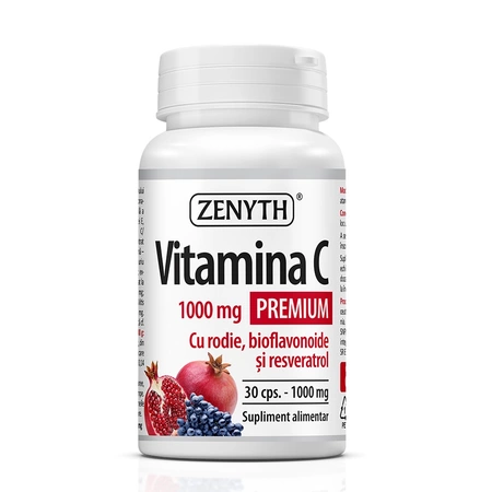 Zenyth-Vitamina C Premium cu rodie, bioflavonoide si resveratrol, 1000 mg, 30 capsule, Zenyth [1]