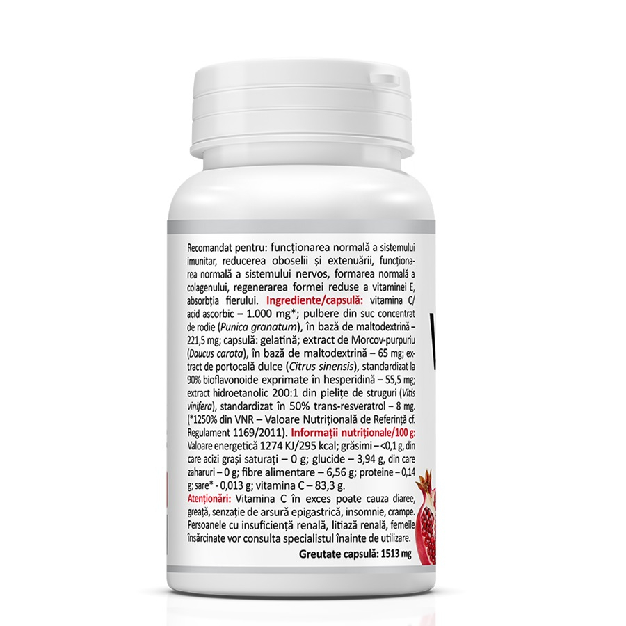 Zenyth-Vitamina C Premium cu rodie, bioflavonoide si resveratrol, 1000 mg, 30 capsule, Zenyth [2]