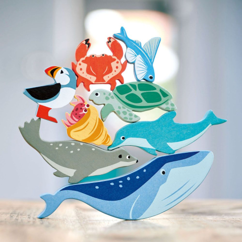 Animalutele apelor pe raft, din lemn premium - Coastal Creatures - 10 piese - Tender Leaf Toys [1]