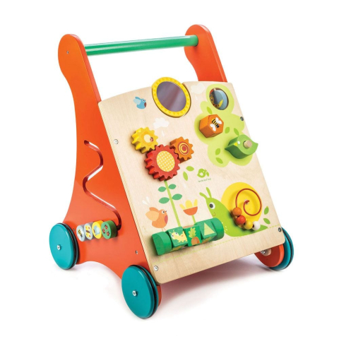 Oktató játékok - Antemergator cu activitati in gradina, din lemn premium - Baby Block Walker - 10 activitati - Tender Leaf Toys