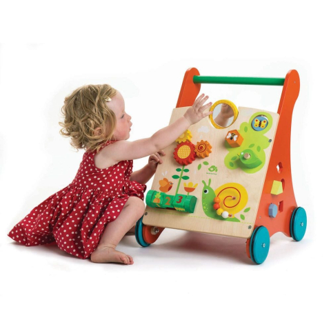 Antemergator cu activitati in gradina, din lemn premium - Baby Block Walker - 10 activitati - Tender Leaf Toys [1]