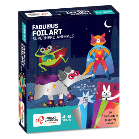 Jucarii sub 50 RON - Chalk and Chuckles Arta cu folii de transfer - Supereroi