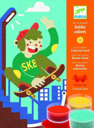 Rajzkészletek - Djeco-Set-lucru-manual-si-desen-cu-nisip-Sporturi-cu-placa