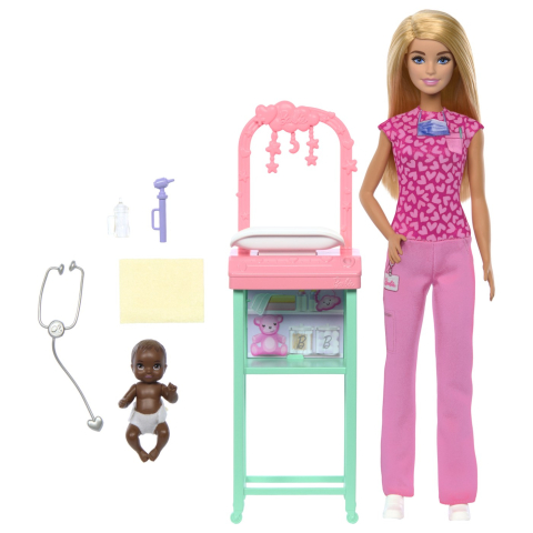 Barbie Cariere Set Mobilier Cu Papusa Doctor Pediatru Blonda [4]