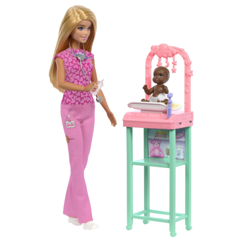 Barbie Cariere Set Mobilier Cu Papusa Doctor Pediatru Blonda [3]