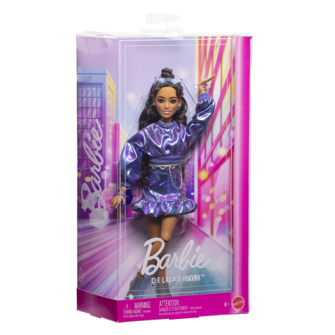 Oktató játékok - Barbie Deluxe Style Papusa Barbie Rochie Albastru Metalizat