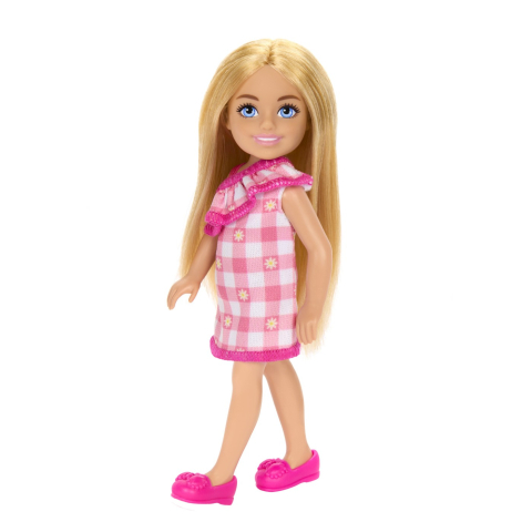 Mattel- Barbie Papusa Chelsea Blonda Cu Rochita Roz In Carouri [3]