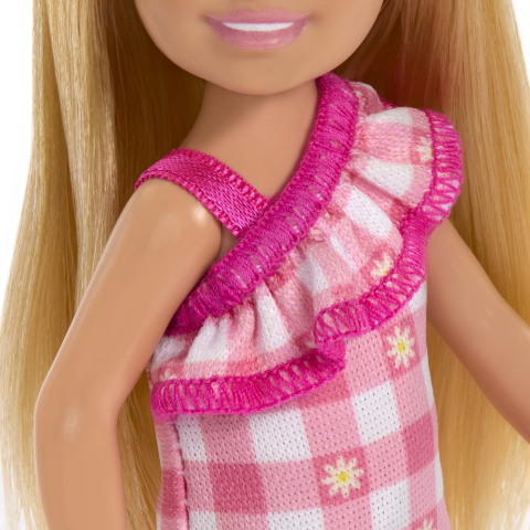 Mattel- Barbie Papusa Chelsea Blonda Cu Rochita Roz In Carouri [5]