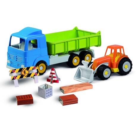 Androni Giocattoli-Basculanta de jucarie Millenium 49.3 cm cu utilaj de constructii si accesorii drum in lucru incluse [2]