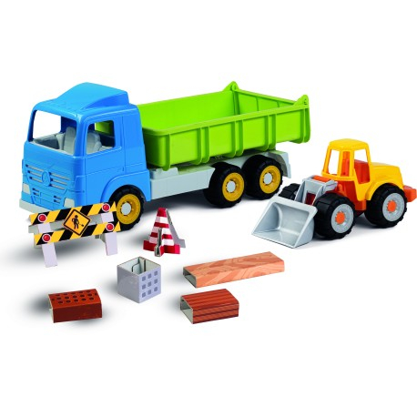 Androni Giocattoli-Basculanta de jucarie Millenium 49.3 cm cu utilaj de constructii si accesorii drum in lucru incluse [1]