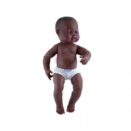Jocuri si Jucarii Educative - Miniland Bebelus nou nascut african baiat 40 cm