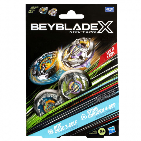 Játékok 6-8 éveseknek - Beyblade X Pachet Duo Bite Croc 3-60Lf Si Sting Unicorn 4-60P