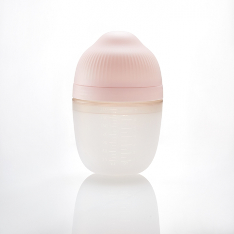 Biberon Anticolici Mombella Breast-Like, 210ml, Tetina M flux mediu, 100% Silicon, Old Roze [4]