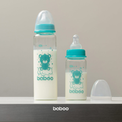 BABOO-Biberon Din Sticla Anticolici Baboo - Gat Stramt, 240 ml, 3 luni+ [3]