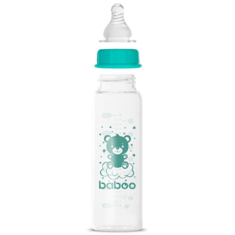 BABOO-Biberon Din Sticla Anticolici Baboo - Gat Stramt, 240 ml, 3 luni+ [1]
